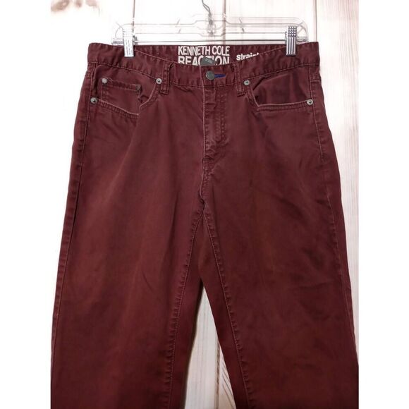 Kenneth Cole Reaction Pants Men's 32 30 Straight Leg‎ Maroon khaki's - Picture 3 of 8